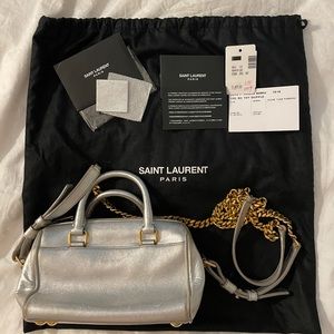 Saint Laurent Silver Toy Boston Duffle Bag